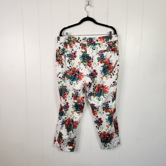 Laundry Shelli Segal White Floral Capri Pants Cropped Womens Size 14 Office Cute - Picture 2 of 8